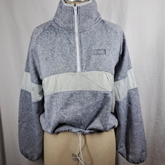 Victoria's Secret Pink Cropped Pullover Drawstring Fleece Small Heather Gray - Picture 6 of 11